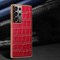 Coque Luxe Cuir Housse Etui C09 pour Samsung Galaxy S22 Ultra 5G Rouge