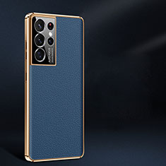 Coque Luxe Cuir Housse Etui C10 pour Samsung Galaxy S21 Ultra 5G Bleu