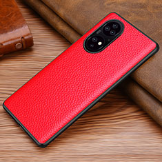 Coque Luxe Cuir Housse Etui DL1 pour Huawei P50 Pro Rouge