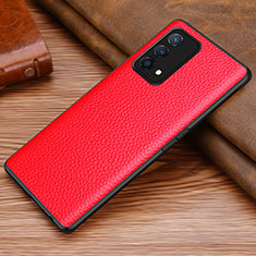 Coque Luxe Cuir Housse Etui DL1 pour Oppo K9 5G Rouge