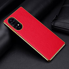 Coque Luxe Cuir Housse Etui DL2 pour Huawei P50 Pro Rouge