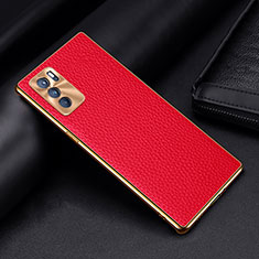 Coque Luxe Cuir Housse Etui DL2 pour Oppo Reno6 Pro 5G India Rouge