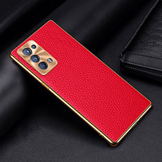 Coque Luxe Cuir Housse Etui DL2 pour Oppo Reno6 Pro 5G Rouge