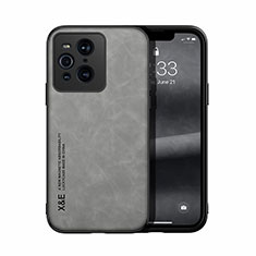 Coque Luxe Cuir Housse Etui DY1 pour Oppo Find X3 Pro 5G Gris