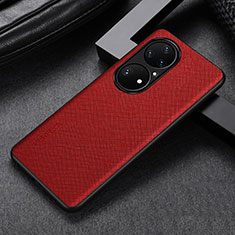 Coque Luxe Cuir Housse Etui GS1 pour Huawei P50 Pro Rouge