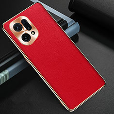 Coque Luxe Cuir Housse Etui GS1 pour Oppo Find X5 5G Rouge