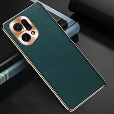 Coque Luxe Cuir Housse Etui GS1 pour Oppo Find X5 5G Vert