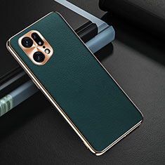 Coque Luxe Cuir Housse Etui GS1 pour Oppo Find X5 Pro 5G Vert
