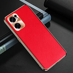 Coque Luxe Cuir Housse Etui GS1 pour Oppo Reno7 SE 5G Rouge