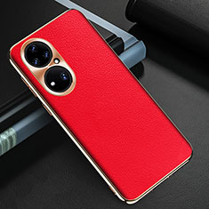 Coque Luxe Cuir Housse Etui GS3 pour Huawei P50 Pro Rouge