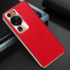 Coque Luxe Cuir Housse Etui GS3 pour Huawei P60 Pro Rouge