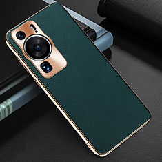 Coque Luxe Cuir Housse Etui GS3 pour Huawei P60 Pro Vert