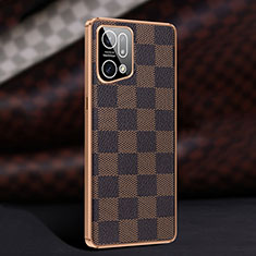 Coque Luxe Cuir Housse Etui JB1 pour Oppo Find X5 5G Marron
