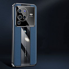 Coque Luxe Cuir Housse Etui JB1 pour Vivo X80 Pro 5G Bleu