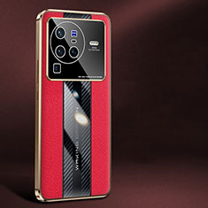 Coque Luxe Cuir Housse Etui JB1 pour Vivo X80 Pro 5G Rouge