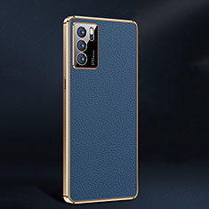 Coque Luxe Cuir Housse Etui JB2 pour Oppo Reno6 Pro 5G India Bleu