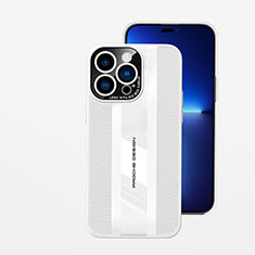 Coque Luxe Cuir Housse Etui JB5 pour Apple iPhone 14 Pro Blanc