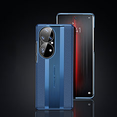 Coque Luxe Cuir Housse Etui JB6 pour Huawei P50 Pro Bleu