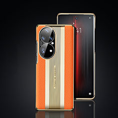 Coque Luxe Cuir Housse Etui JB6 pour Huawei P50 Pro Orange