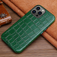 Coque Luxe Cuir Housse Etui L01 pour Apple iPhone 13 Pro Vert