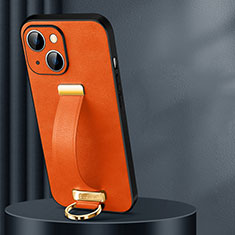 Coque Luxe Cuir Housse Etui LD1 pour Apple iPhone 14 Orange