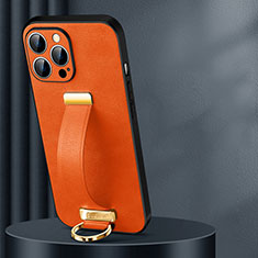 Coque Luxe Cuir Housse Etui LD1 pour Apple iPhone 14 Pro Orange