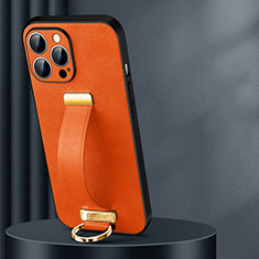Coque Luxe Cuir Housse Etui LD1 pour Apple iPhone 15 Pro Max Orange