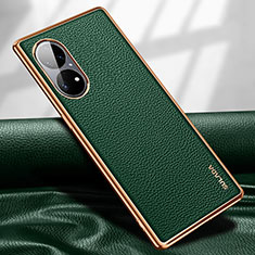 Coque Luxe Cuir Housse Etui LD1 pour Huawei P50 Pro Vert