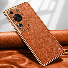 Coque Luxe Cuir Housse Etui LD1 pour Huawei P60 Art Orange