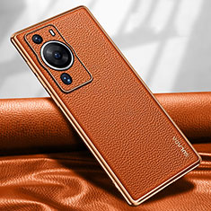 Coque Luxe Cuir Housse Etui LD1 pour Huawei P60 Pro Orange