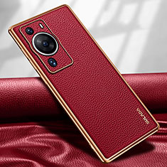 Coque Luxe Cuir Housse Etui LD1 pour Huawei P60 Pro Rouge