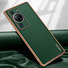 Coque Luxe Cuir Housse Etui LD1 pour Huawei P60 Vert