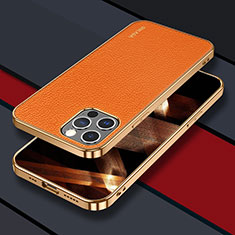 Coque Luxe Cuir Housse Etui LD3 pour Apple iPhone 14 Pro Orange