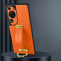 Coque Luxe Cuir Housse Etui LD3 pour Huawei P60 Art Orange