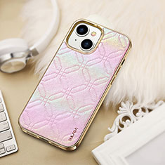 Coque Luxe Cuir Housse Etui LD4 pour Apple iPhone 14 Rose