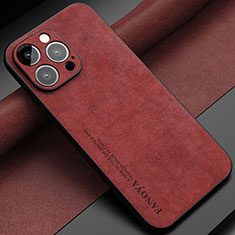 Coque Luxe Cuir Housse Etui LS1 pour Apple iPhone 14 Pro Max Rouge