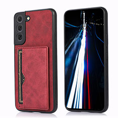 Coque Luxe Cuir Housse Etui M03T pour Samsung Galaxy S21 Plus 5G Rouge