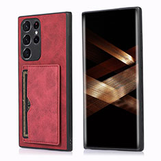 Coque Luxe Cuir Housse Etui M03T pour Samsung Galaxy S24 Ultra 5G Rouge