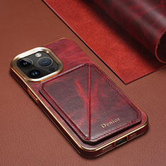 Coque Luxe Cuir Housse Etui MT1 pour Apple iPhone 15 Pro Rouge
