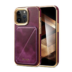 Coque Luxe Cuir Housse Etui MT2 pour Apple iPhone 15 Pro Violet