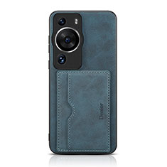 Coque Luxe Cuir Housse Etui MT2 pour Huawei P60 Bleu