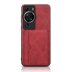 Coque Luxe Cuir Housse Etui MT2 pour Huawei P60 Rouge