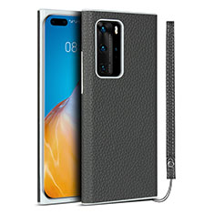 Coque Luxe Cuir Housse Etui N01 pour Huawei P40 Pro Gris