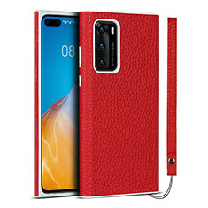 Coque Luxe Cuir Housse Etui N01 pour Huawei P40 Rouge