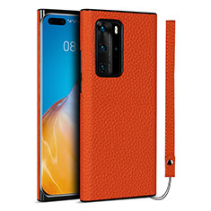 Coque Luxe Cuir Housse Etui N02 pour Huawei P40 Pro Orange