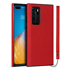 Coque Luxe Cuir Housse Etui N02 pour Huawei P40 Rouge