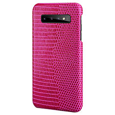 Coque Luxe Cuir Housse Etui P02 pour Samsung Galaxy S10 Plus Rose Rouge