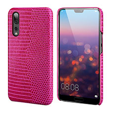Coque Luxe Cuir Housse Etui P03 pour Huawei P20 Pro Rose Rouge