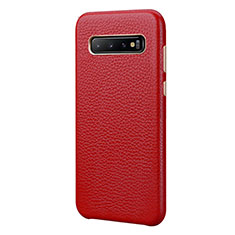 Coque Luxe Cuir Housse Etui P03 pour Samsung Galaxy S10 Plus Rouge