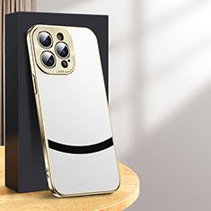 Coque Luxe Cuir Housse Etui PD2 pour Apple iPhone 15 Pro Blanc